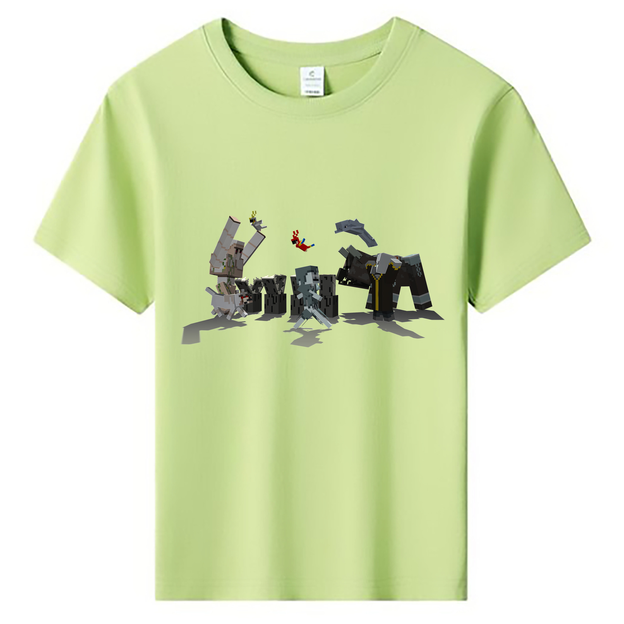 （画像用） マインクラフト ブロックの世界 Minecraft MC Block world 綿100％キッズTシャツ（フロントプリント）